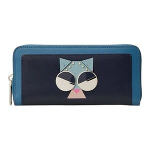 Kate Spade Spademals Smitten Kitten Slim Continental Wallet Cat Print